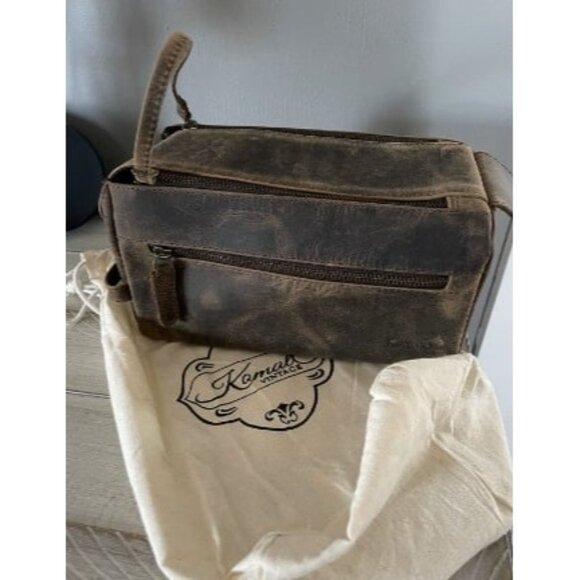 New Premium Buffalo Leather Unisex Toiletry Bag Travel Kit - Picture 3 of 3